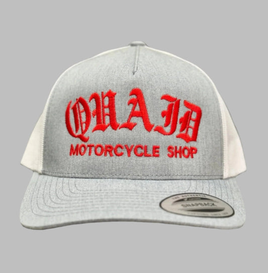 Quaid harley-Davidson motorcycle shop classic flexfit baseball style snapback hat in red and grey